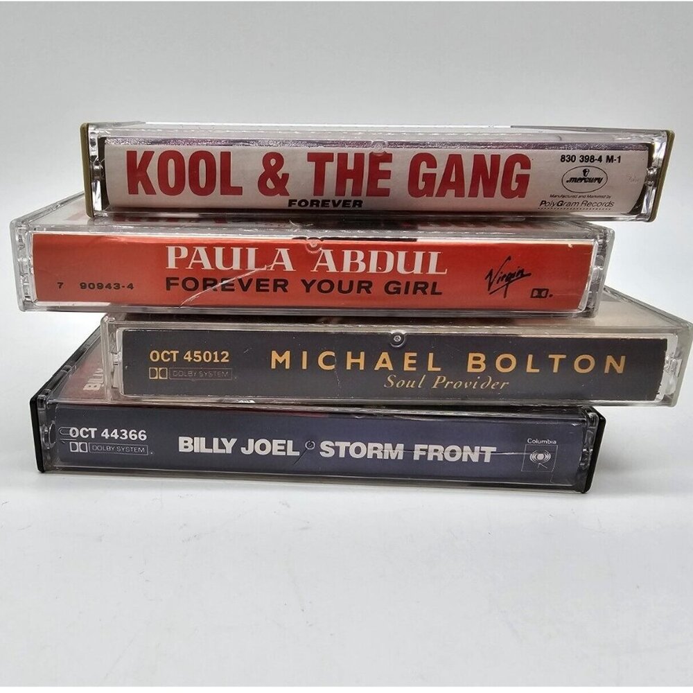 Vintage Pop Music Cassette Tape Lot Of 4 Paula Abdul, Kool &Gang, Billy Joel,